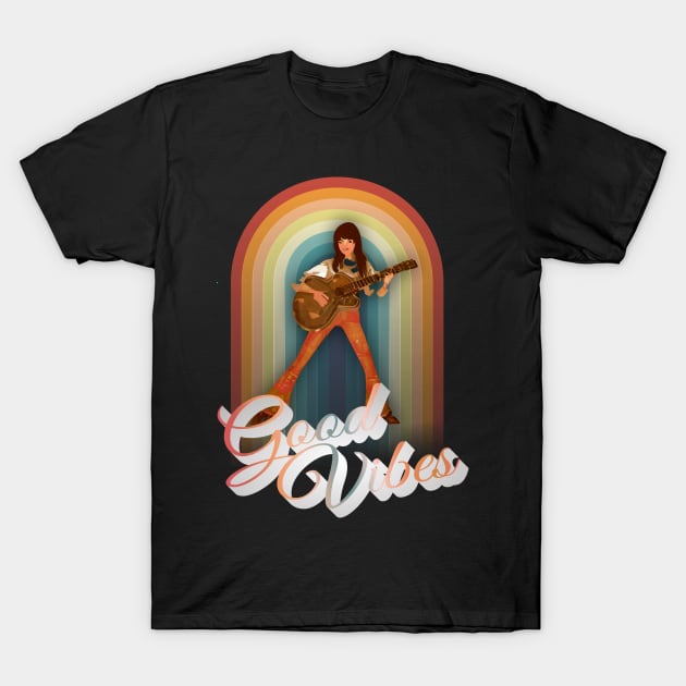 Retro Guitar Good Vibes T-Shirt by iZiets